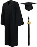 GraduationMall Matte Graduation Gown Cap Tassel Set 2021 for High School and Bachelor Black 48(5'3 inch-5'5 inch)