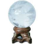 Polar Jade Clear Quartz Crystal Ball with Stand 45mm/1.8” for Crystal Healing, Meditation, Scrying, Feng Shui, Hand-Made