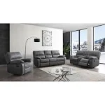 Betsy Furniture Microfiber Reclining Sofa Couch Set Living Room Set 8007 (Grey, Sofa+Recliner)