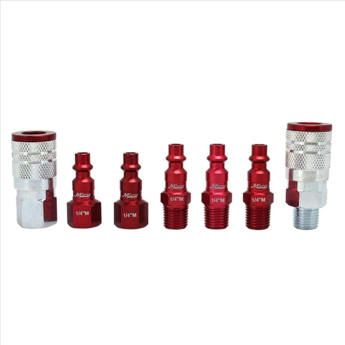 Milton ColorFit Coupler & Plug Kit - (M-Style, Red) - 1/4" NPT, (7-Piece)