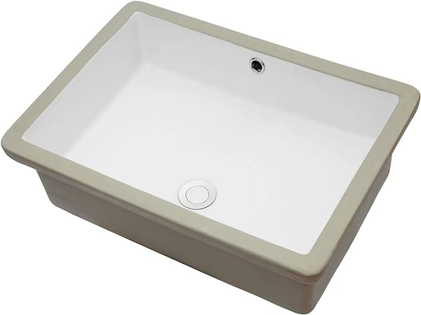 22 in. L Undermount Ceramic Rectangular Bathroom Sink with Overflow in White