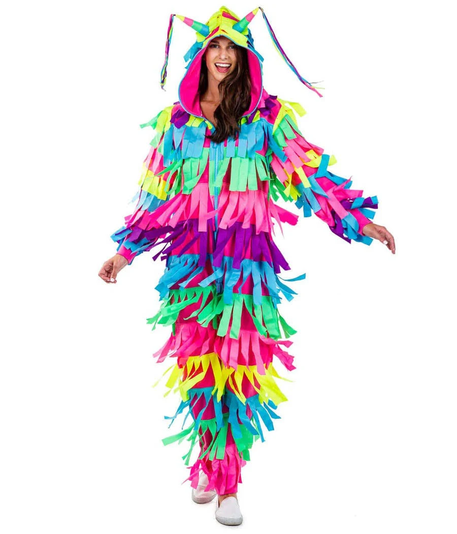 Tipsy Elves Halloween Costumes for Women - Bright Multicolored Pinata Jumpsuit Funny Halloween Costume Adult Onesies