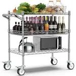 Leteuke 3 Tier Rolling Carts with Wheels,990Lbs Heavy Duty Rolling Utility Cart,NSF Commercial Grade Metal Cart with Handle&Shelf Liner,Trolley Serving Cart for Kitchen,Restaurant,Plant Display,Black