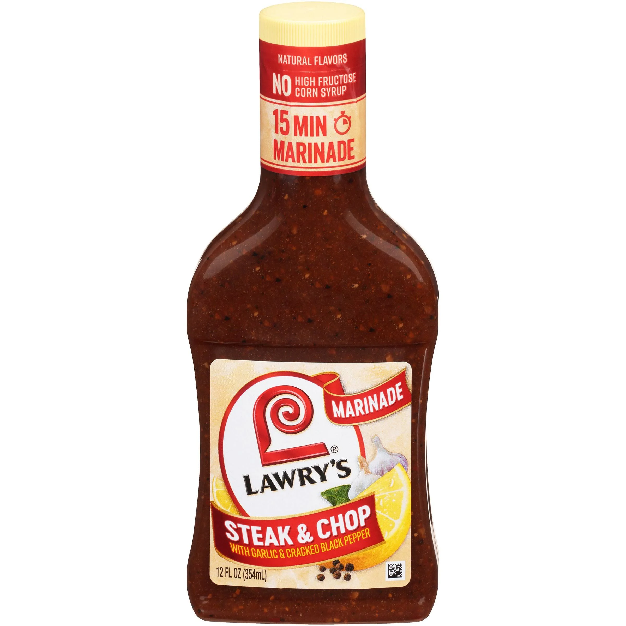 Lawry's Steak & Chop with Garlic & Cracked Black Pepper Marinade, 12 fl oz