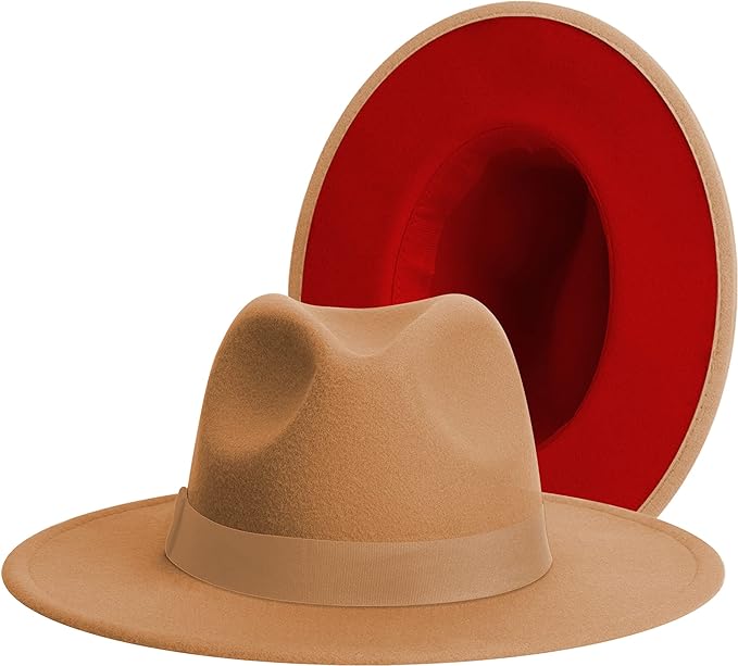 Wide Brim Fedora Hats for Women & Men Classic Dress Panama Hat Adjustable Felt Hat with Band