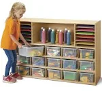 Young Time Sectional Cubbie-Tray Storage, with Clear Bins