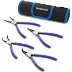 WORKPRO 4Piece Snap Ring Pliers Set Heavy Duty Storage Pouch Included Cr-V Steel