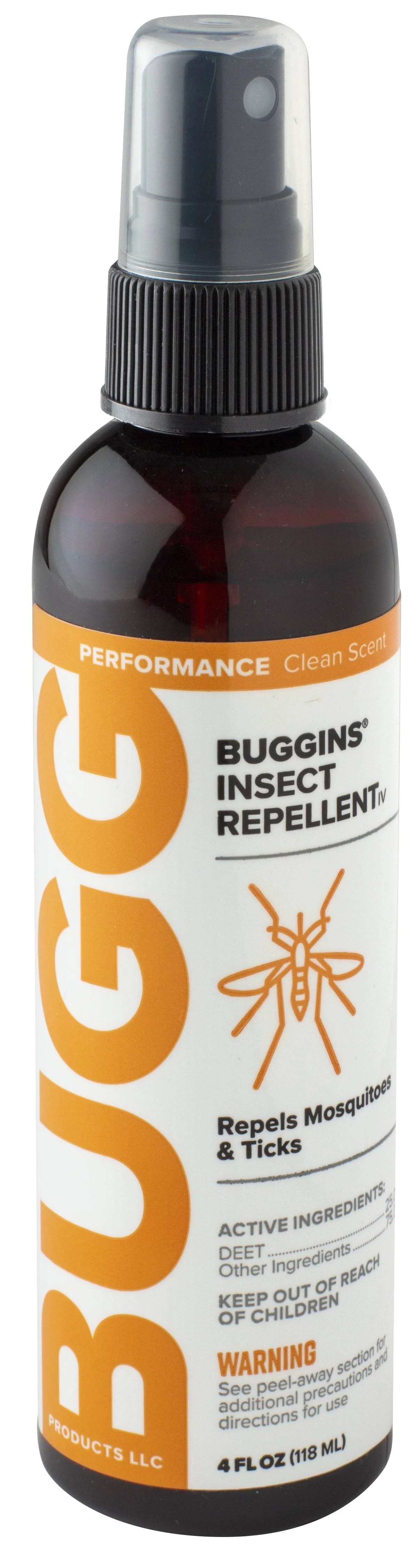 BUGGINS Clean Scent 25% DEET Insect Repellent - 4 Oz.