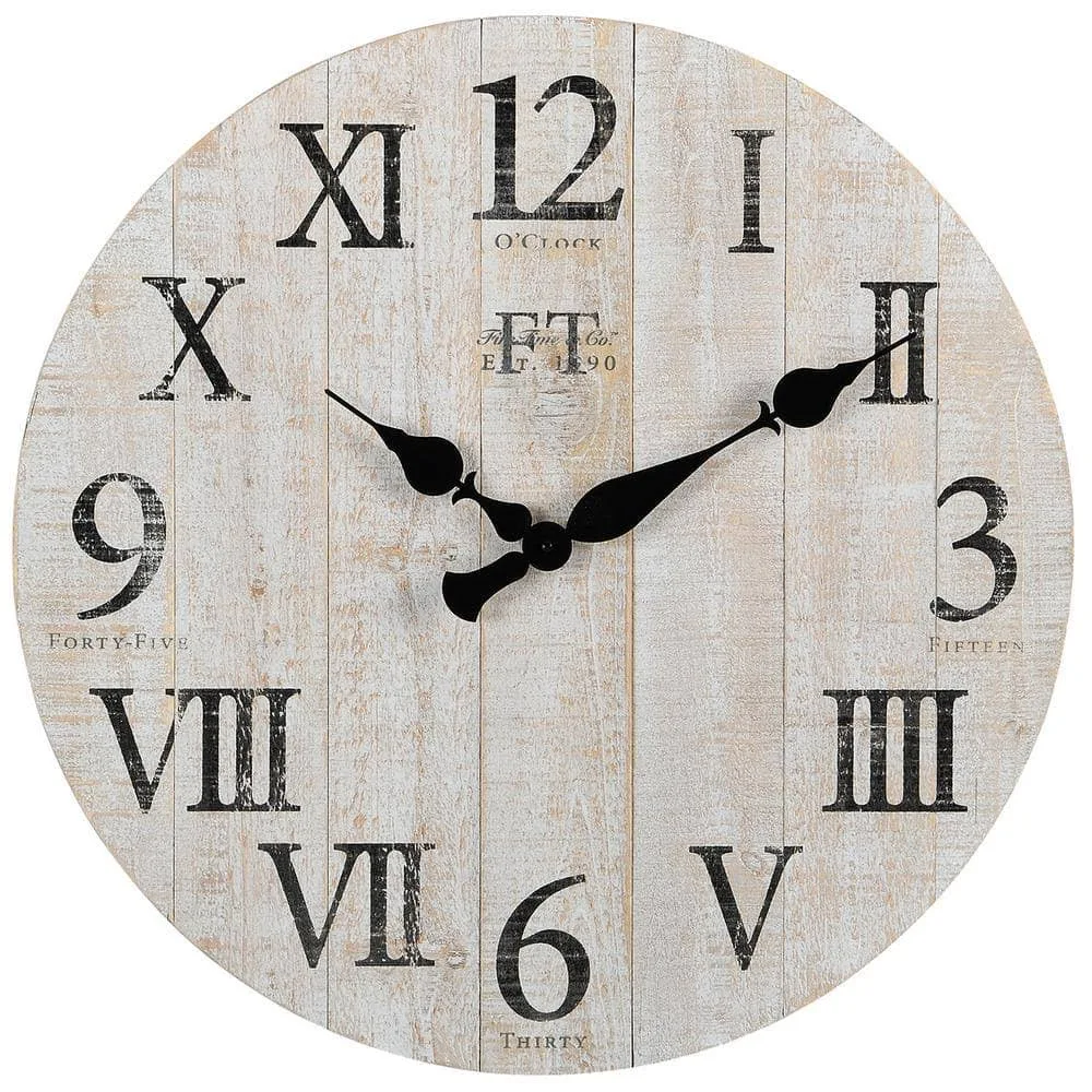 FirsTime &amp; Co. White Rustic Farmhouse Barn Wood Clock, 24 inches