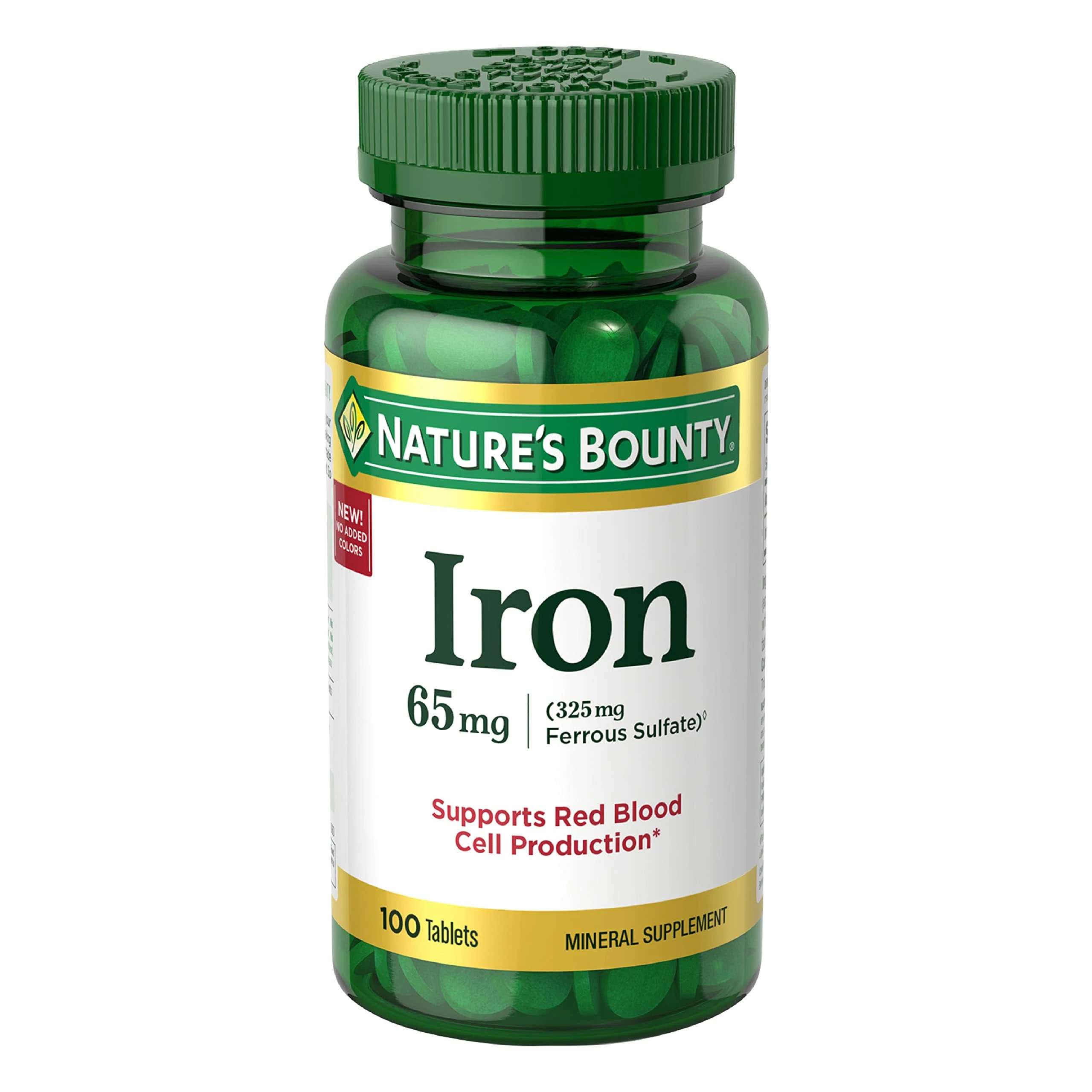 Nature's Bounty Iron 65 Mg.325 mg Ferrous Sulfate, 100 Tablets