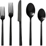 Fortessa Viggo Stainless Steel Flatware, Brushed Black, 20 Piece Place Settin...