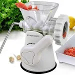 Kitchen Basics 3 N 1 Manual Meat and Vegetable Grinder Mincer, 3 Size Sausage Stuffer, Pasta Maker Bowl Inluded