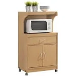 Beech Microwave Cart with Storage