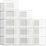  Large 12 Pack Shoe Storage Box Plastic Stackable 12 Count Fit Size 9 Clear