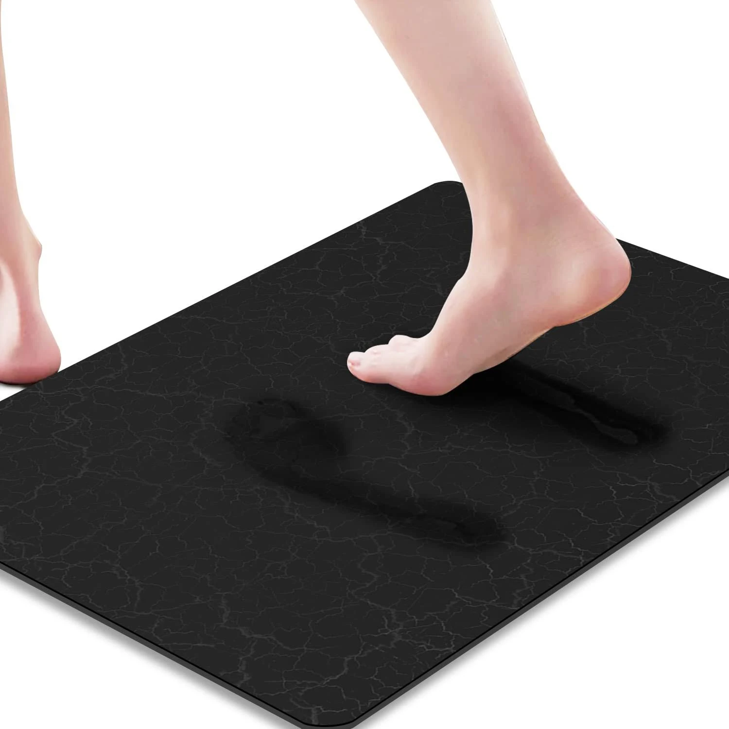 GOYLSER Super Absorbent Door Mat, Ultra Thin Bathroom Rugs Mats, Non-Slip Water Absorbant Bath Mat Black, Quick Dry Home Bathroom Floor Mat Rug, Machine Washable Front Door Rug Mat (Black)