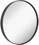 Contemporary Brushed Metal Black Wall Mirror (18" Round)