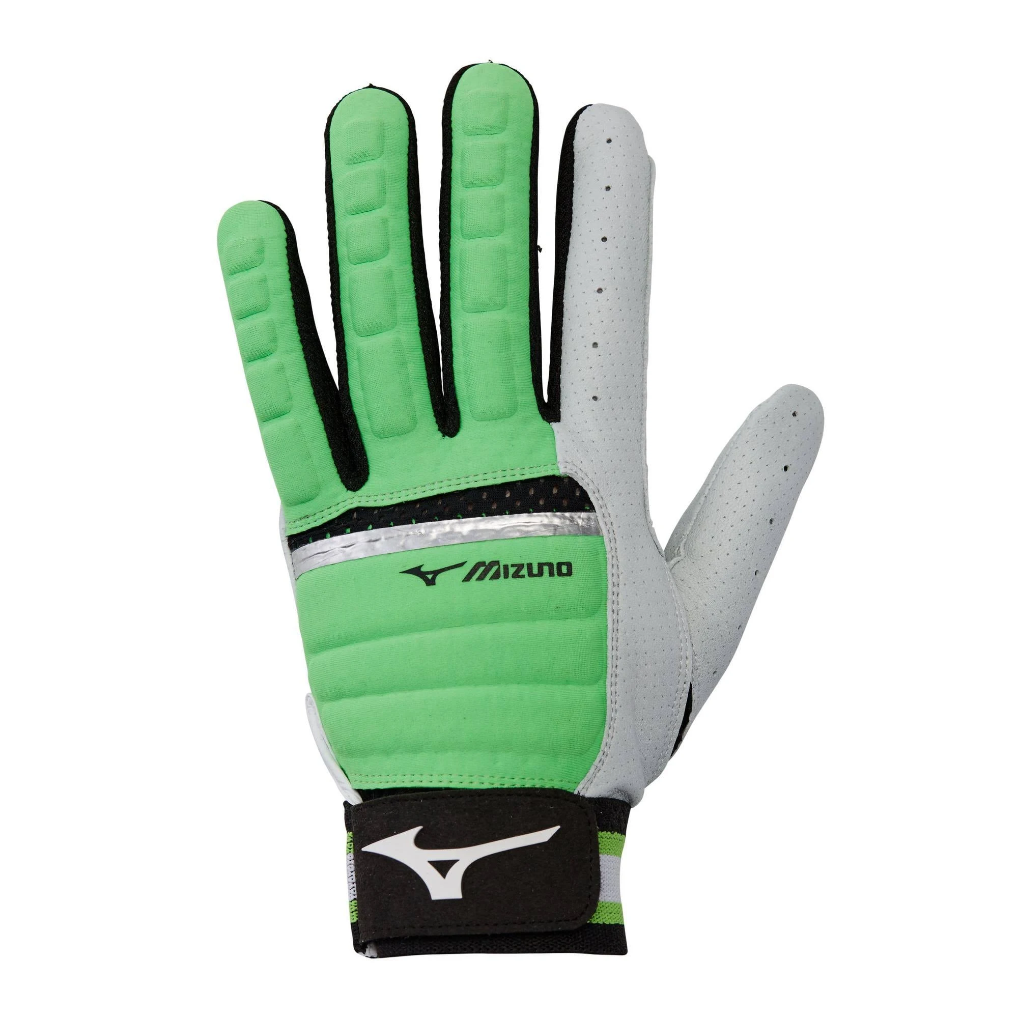 Mens XXL 130 Mizuno Batting Gloves Baseball Lime Green Leather Palm Quick Adjust