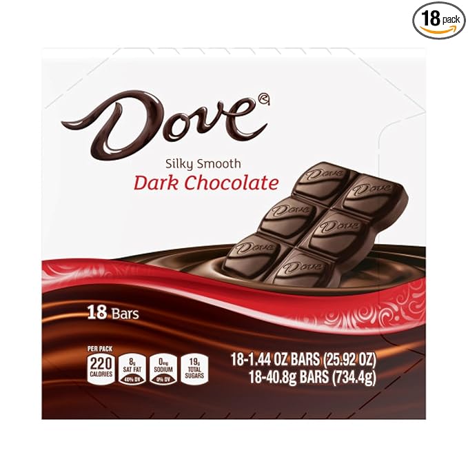 Dove Dark Chocolate, Silky Smooth - 18 pack, 1.44 oz bars