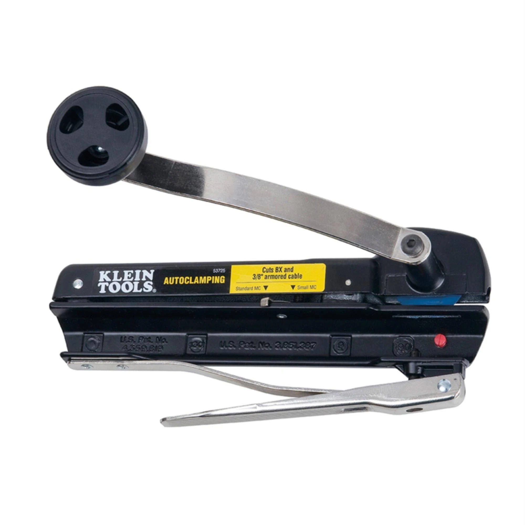 Klein Tools 53725 Armored and BX Cable Cutter, Cuts Up to 3/8 Inch Armored Cable-BX-AC-MC-MCAP-Greenfield, With Storage and Extra Blades