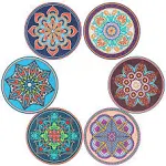 Trivets for Hot Pots and Pans, VIDAYA Vintage Ethnic Floral Mandala Silicone Pot Holders -Multi-Use Great Heat Resistant Hot Pads for Kitchen Table, Dishwasher Safe (6 Pack)