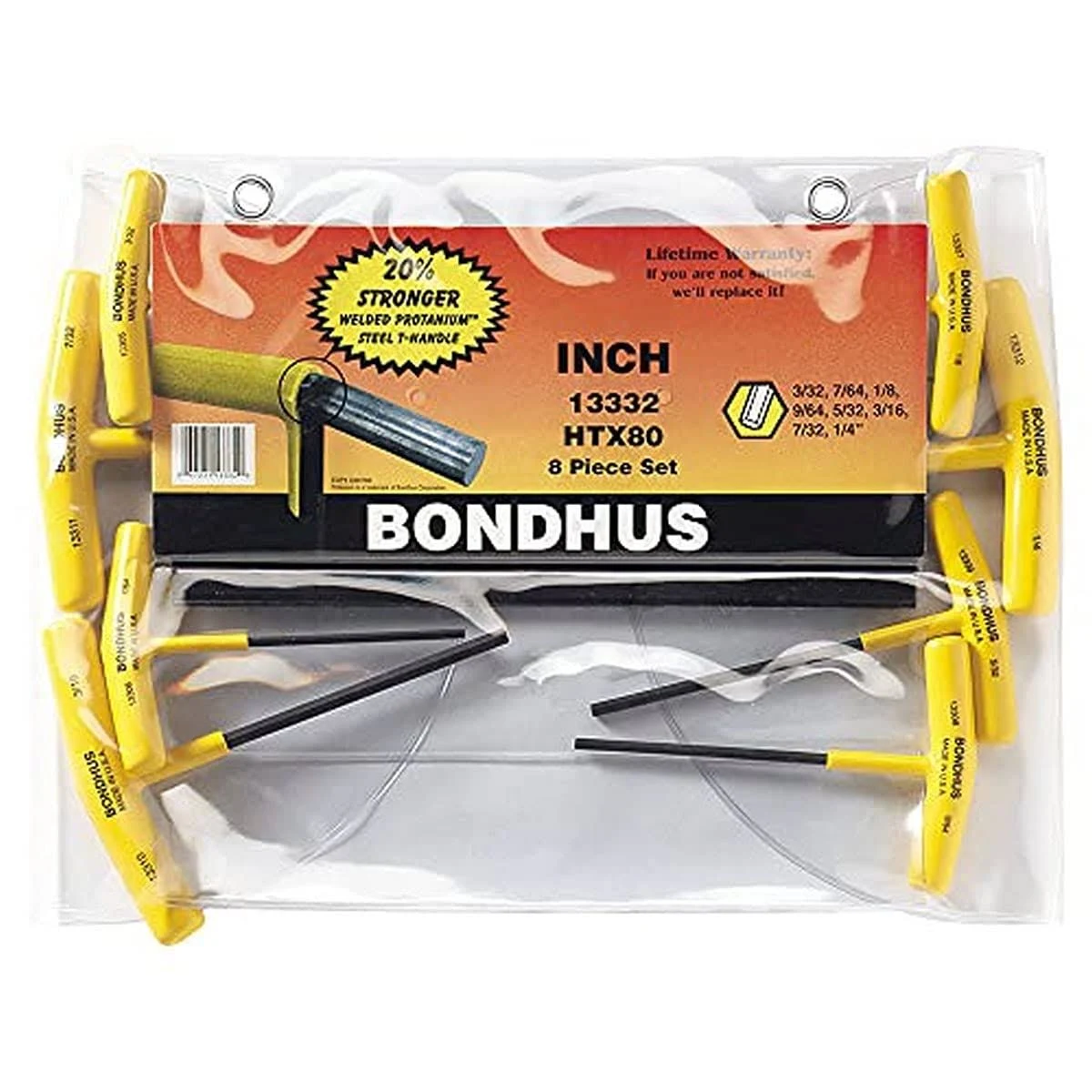 Bondhus 13387 Set 8 Graduated Length Hex T-Handles