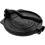 8 in. Black Cast Iron Tortilla Press and Pataconera Seasoned