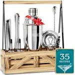 Mixology Bartender Kit Silver | Home Bar Set Cocktail Shaker Set | Martini 