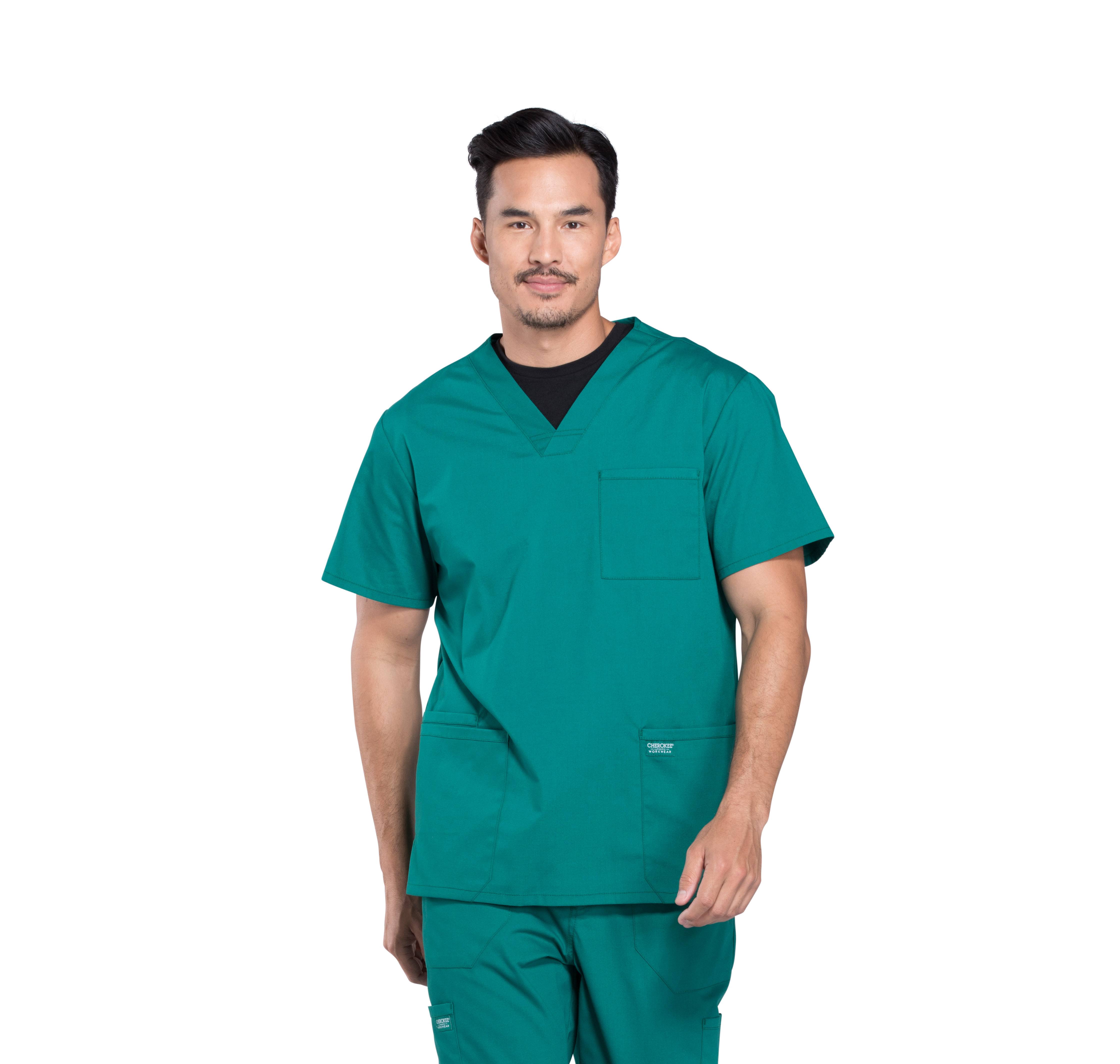 "Men's V-Neck Utility Solid Scrub Top"