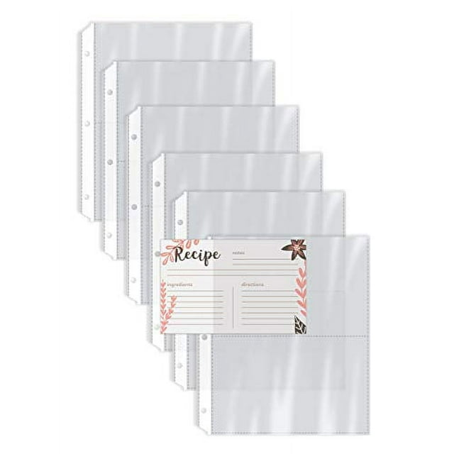 Recipe Card Page Protectors 50 Count 4 x 6 inch Pockets 2 Pockets per Page