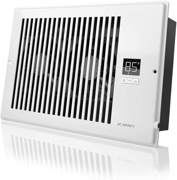 AC Infinity AIRTAP T4, Quiet Register Booster Fan System, White, for 4” x 10” Registers