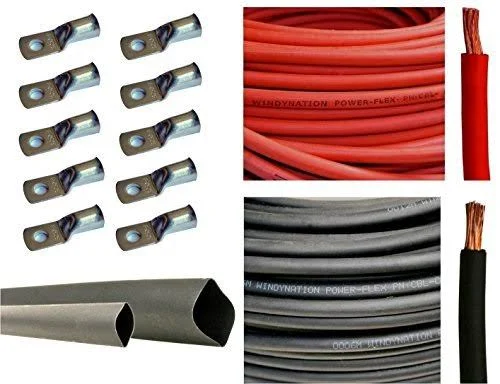 4 Gauge 4 AWG 10 Feet Red + 10 Feet Black Welding Battery Pure Copper Flexible C