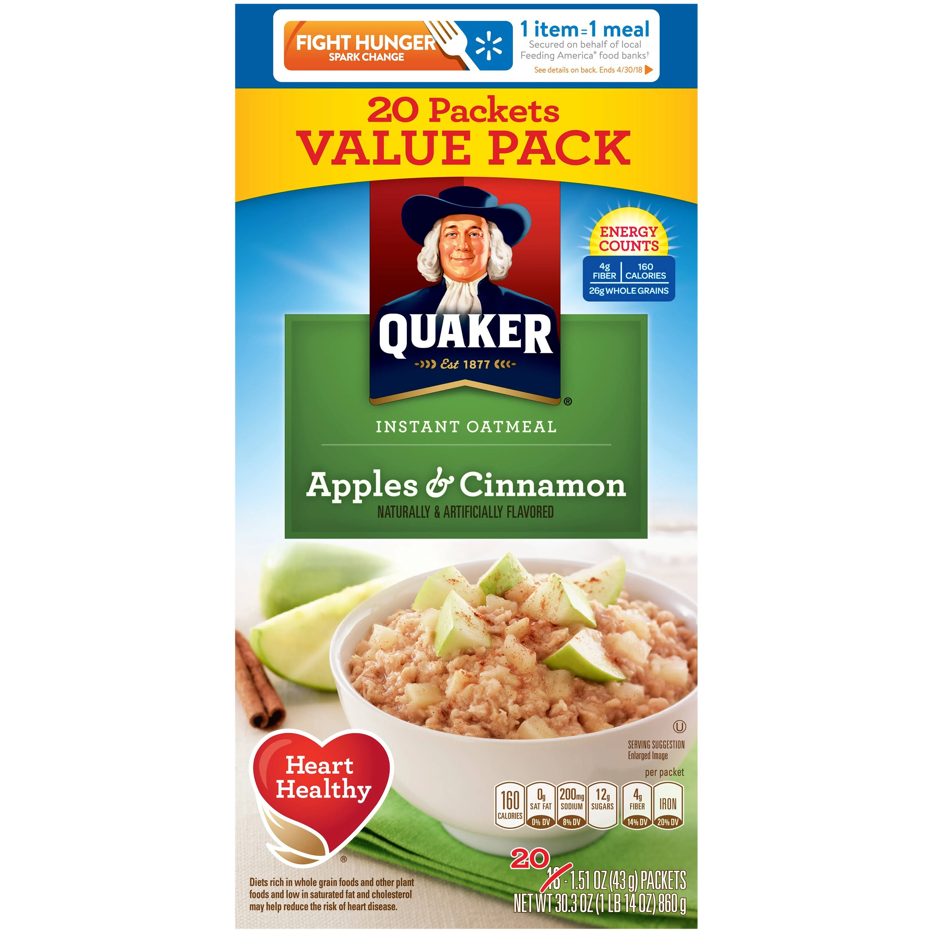 Quaker Apple & Cinnamon Instant Oatmeal