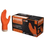 Gloveworks Heavy Duty Nitrile Latex Free Industrial Disposable Gloves, Medium, Orange, 100/Box