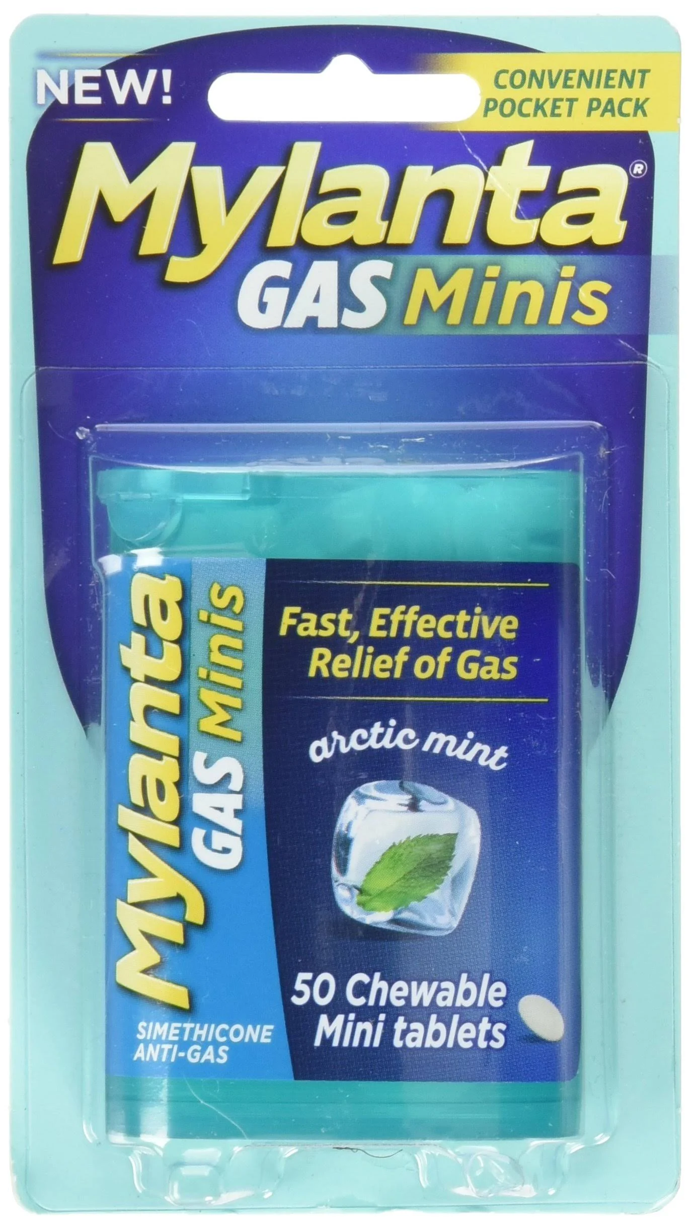 Mylanta Gas Minis Arctic Mint Chewable Tablets, 50 Ea