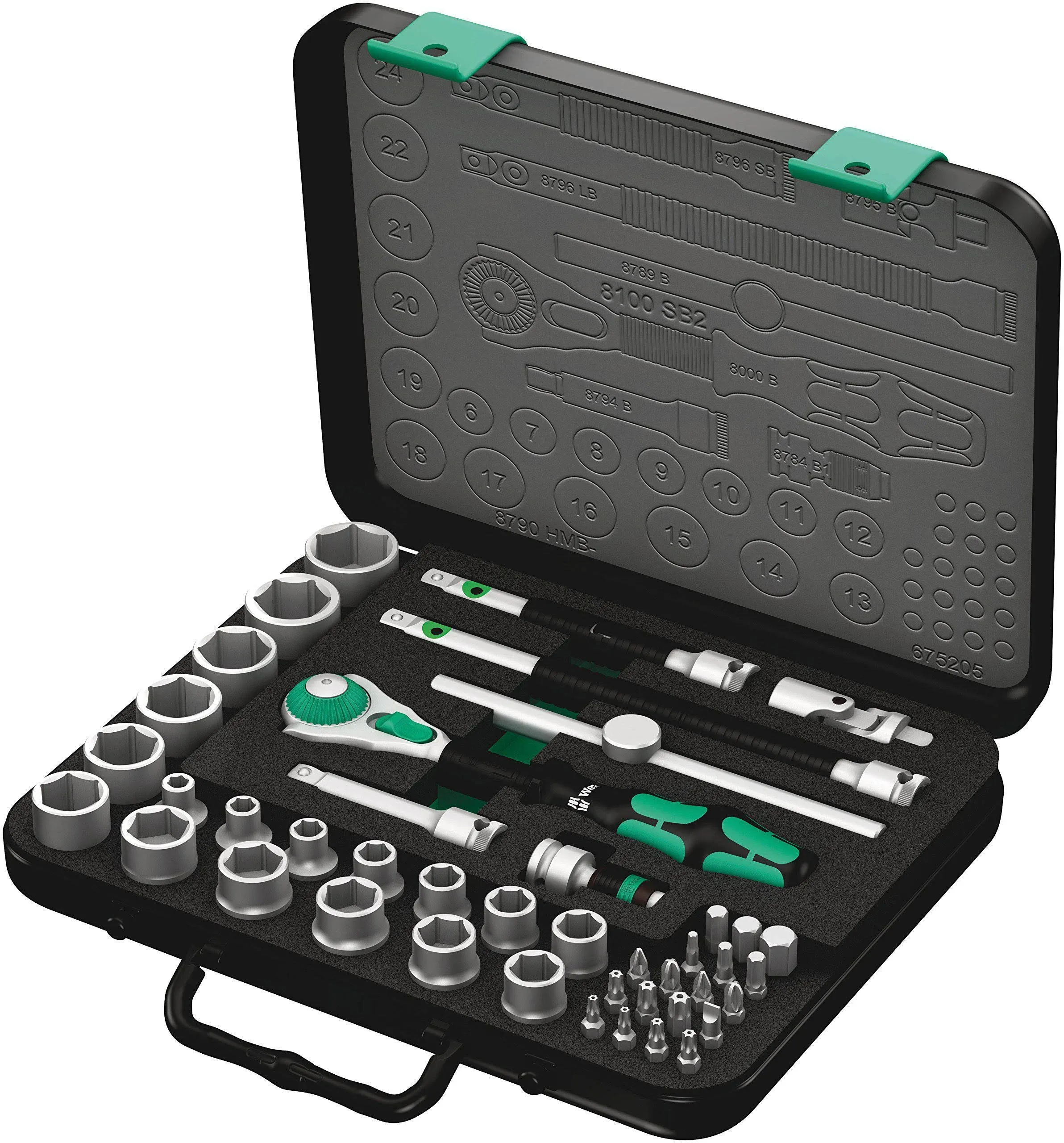 Wera Zyklop Metric 3by8 Drive Speed Ratchet 43 Piece Set