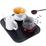 Drying Mat For Pour Over Coffee Maker Set Bar Service Spill Mat Heat Resistant Silicon Mats Counter Top Dryer Pad Food Grade Glassware Drainer Black