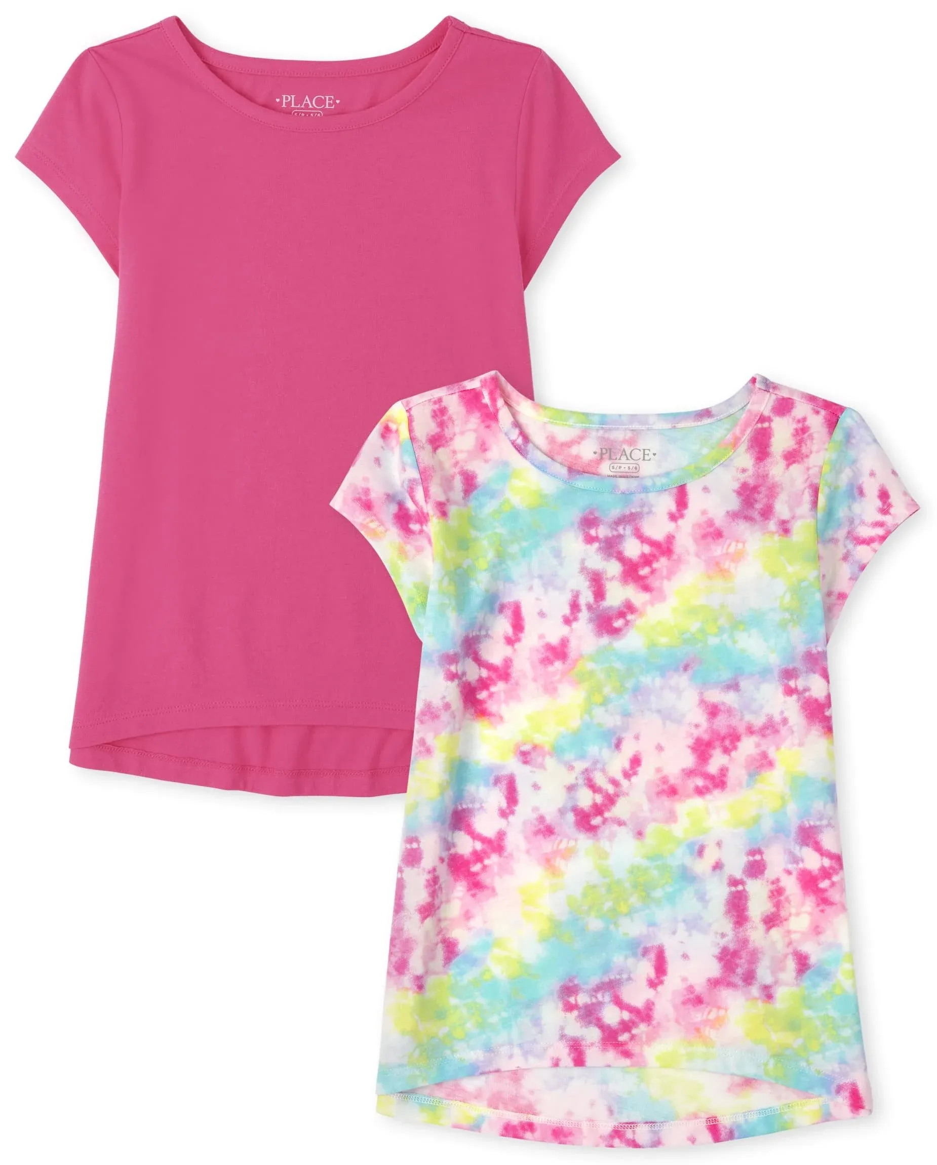 Girls Print Tee Shirt 2-Pack - White