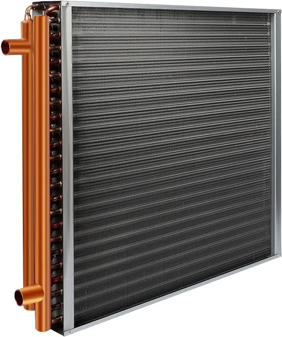 20x20 Heat Exchanger Water To Air With Copper Ports High Heat Energy for Hot Air Wood Furnace Plenum And Hydronic Heating