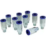 Milton 785TC ColorFit Couplers, T-Style Blue, 1/4" NPT female, Box of 10