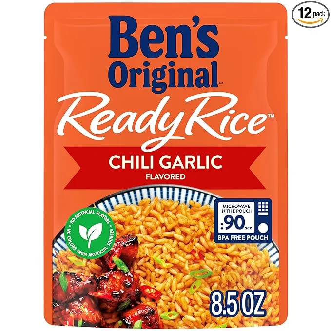 BEN&#039;S ORIGINAL Ready Rice Chili Garlic Flavored Rice Easy Dinner Side 8.5 OZ ...