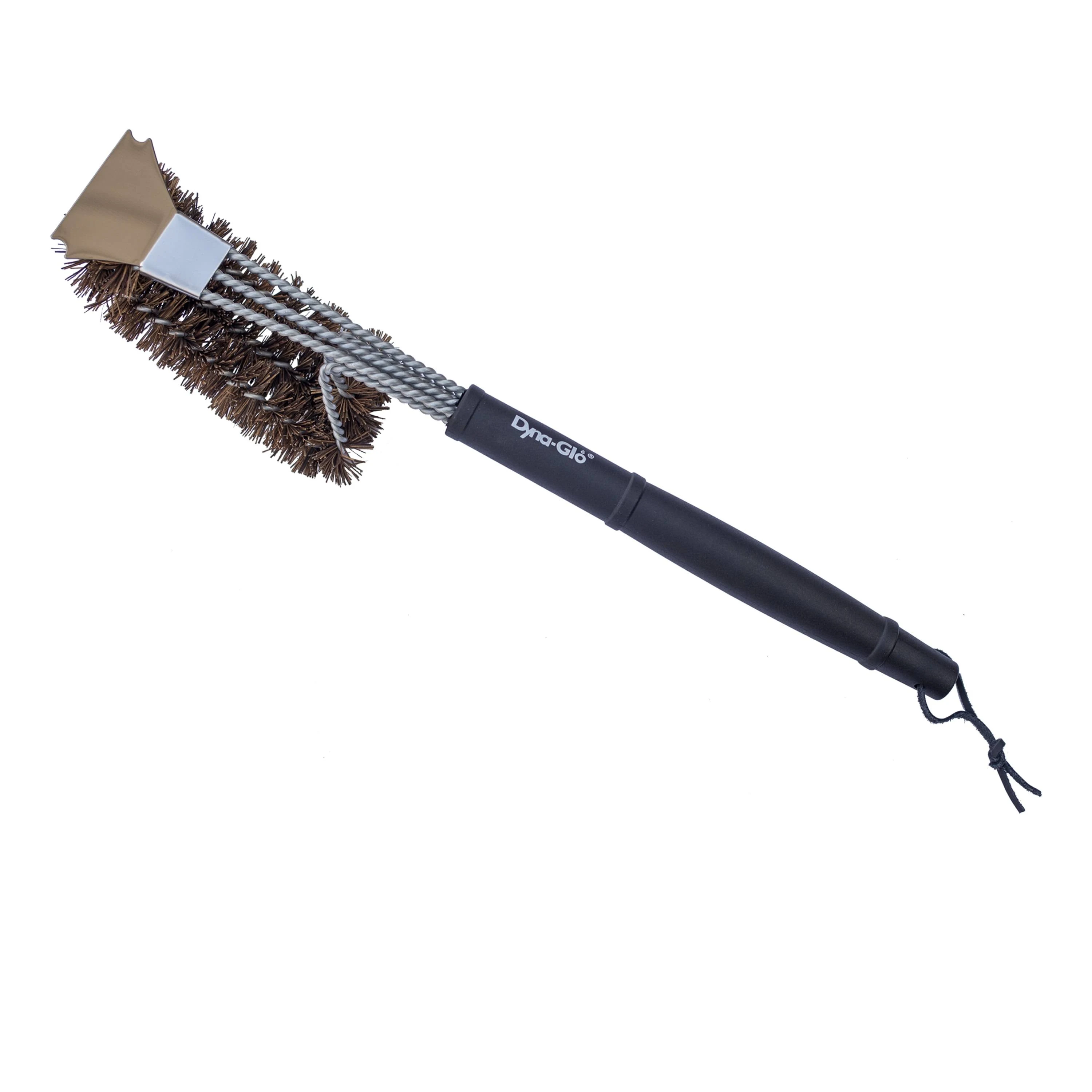 GHP Group DG18GBP-D w Bristles and Stainless Steel Scraper 18" Palmyra Grill Brush, Black/Brown