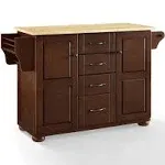 Crosley Furniture Eleanor Granite Top Rolling Cart Kitchen Island with Spice Rack, Drawers and Shelves, Mahogany