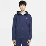 Nike Men's Sportswear Club Fleece Full-Zip Hoodie BV2645-410 - Midnight Navy/Midnight Navy/White - S