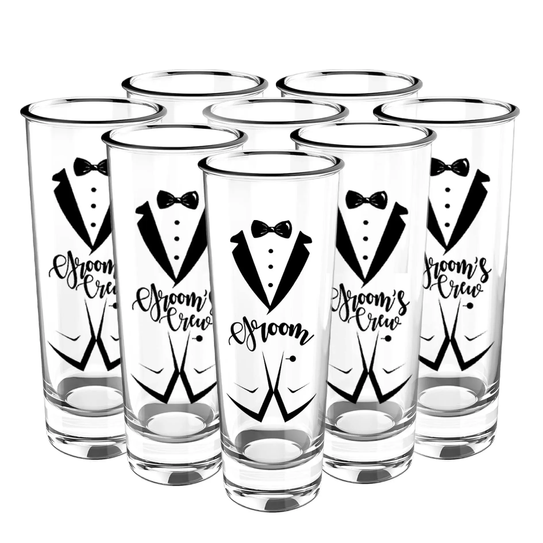 Bachelor Party Favors Accessories Groomsmen Shot Glasses Set of 8, Holds 2 oz.