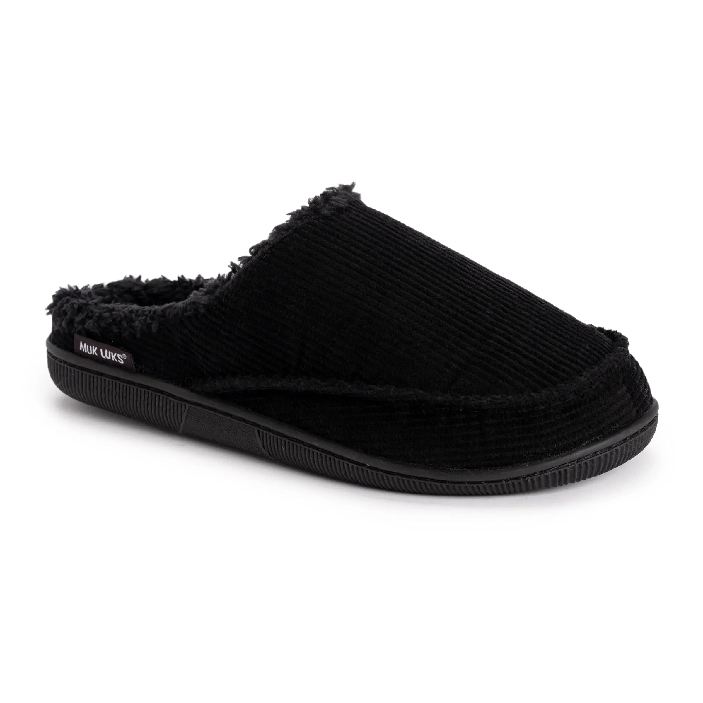 Muk Luks Men's Corduroy Clog Slippers - Black