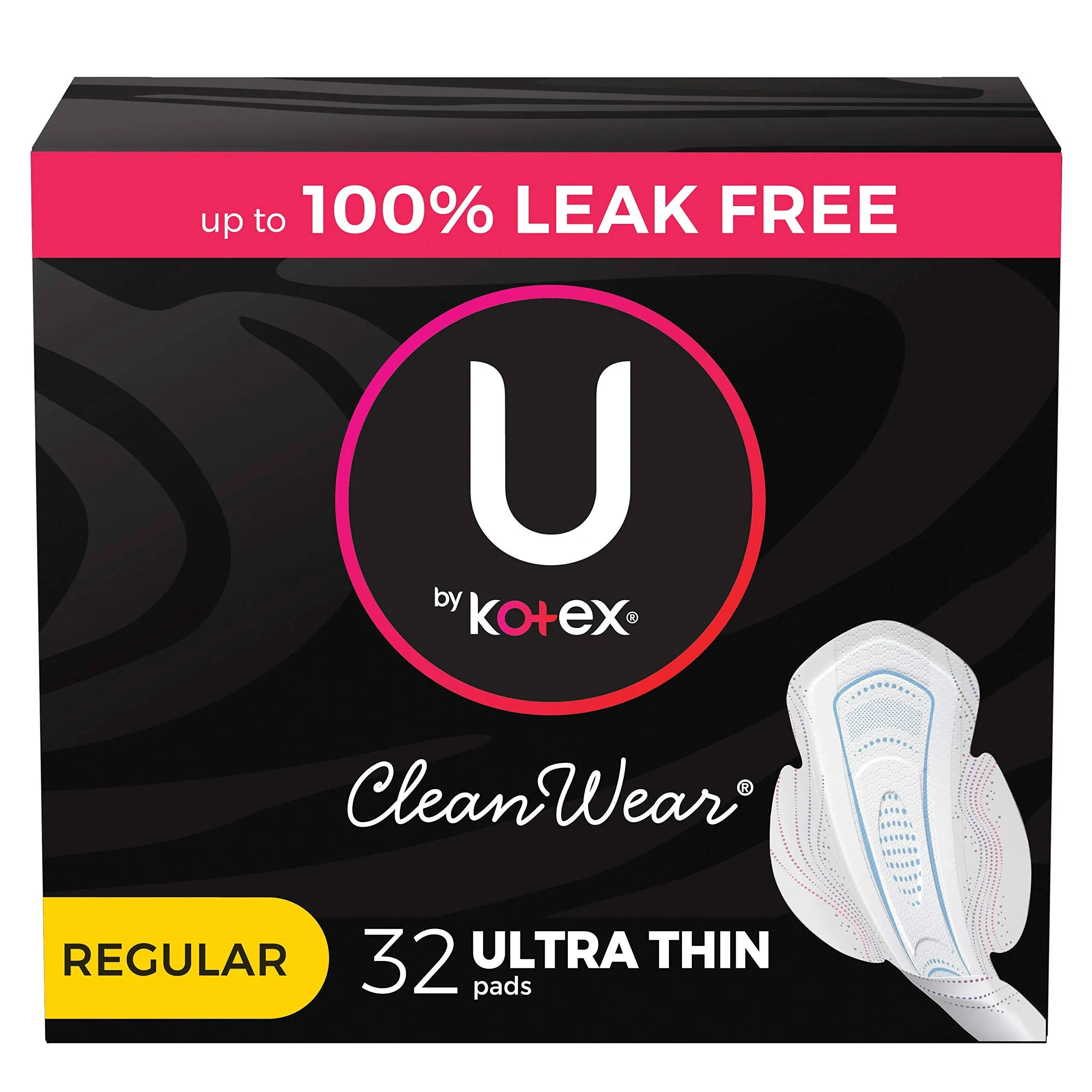 U By Kotex Clean Wear Pads, Ultra Thin, Regular - 32 pads