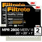 filtrete 20x20x1, ac furnace air filter, mpr 2800, healthy living ultrafine particle reduction, 2-pack