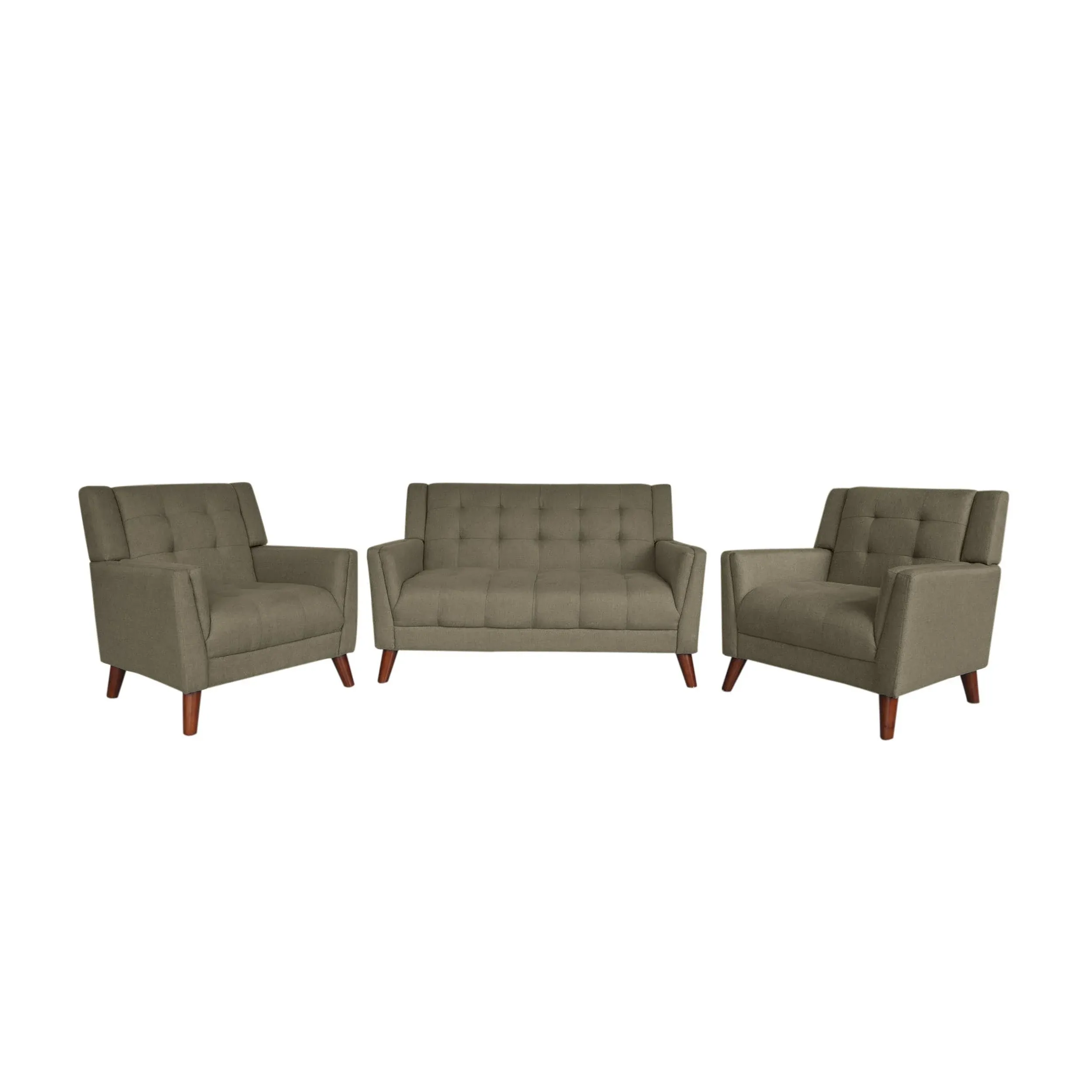 Evelyn Mid Century Modern Fabric Arm Chair and Loveseat Set - Mocha