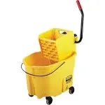 Rubbermaid® Commercial WaveBrake 2.0 Bucket/Wringer Combos, Side-Press, 35qt, Plastic, Yellow