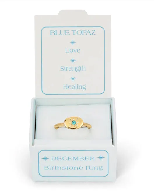 Birthstone Signet Ring December-Blue Zircon